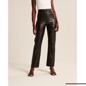 Abercrombie & Fitch Ankle Straight Ultra High Rise Vegan Leather Pants
